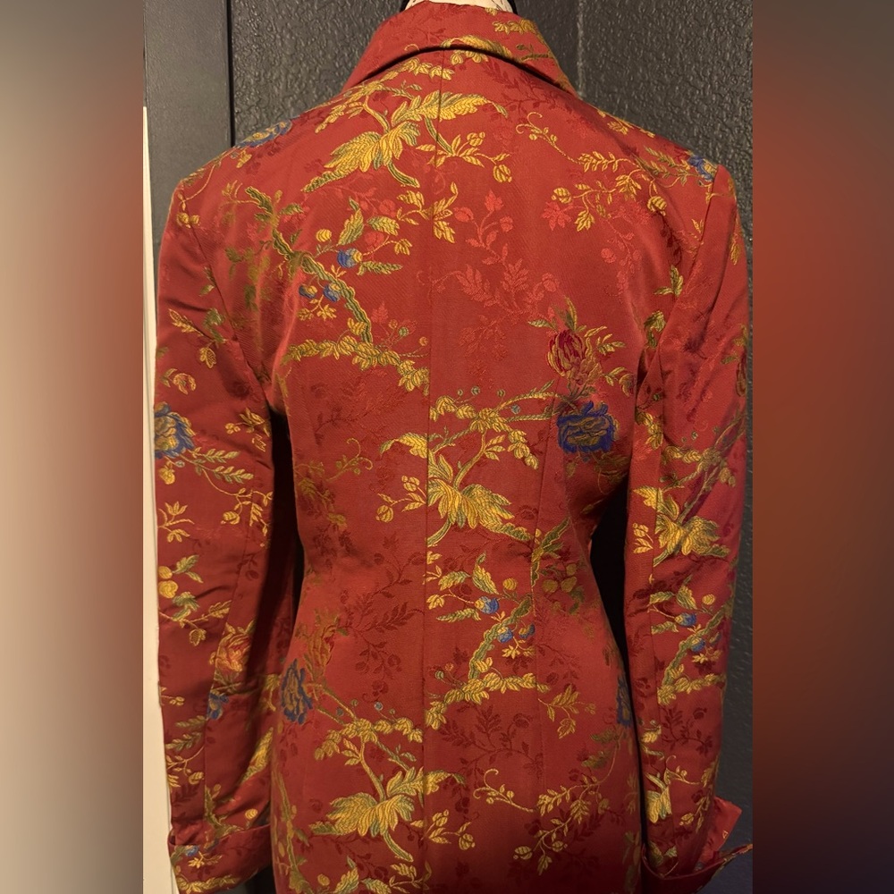 Vintage Silk Alease Fisher Red Floral Jacket - Unique one of a Kind - Picture 3 of 12